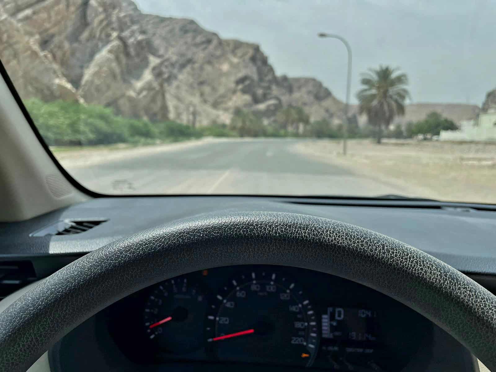Inside a car in Oman