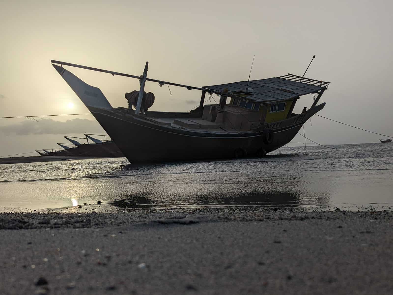 Boat on a beach in Masirah island, Oman