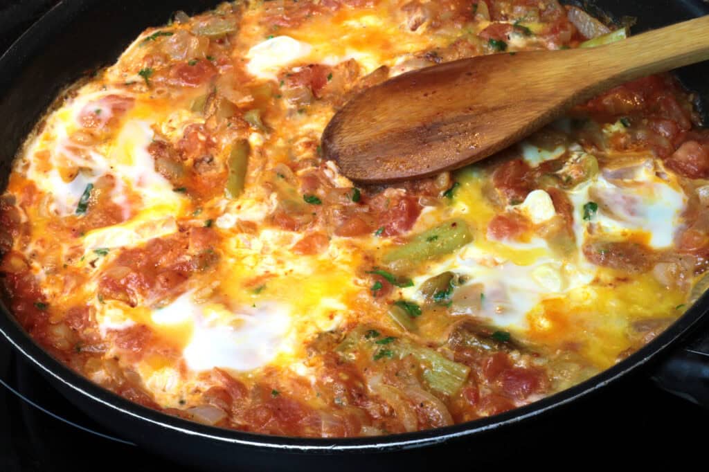 Shakshuka being cooked