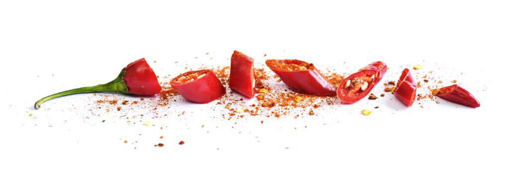 Red chilli pepper cut in pieces