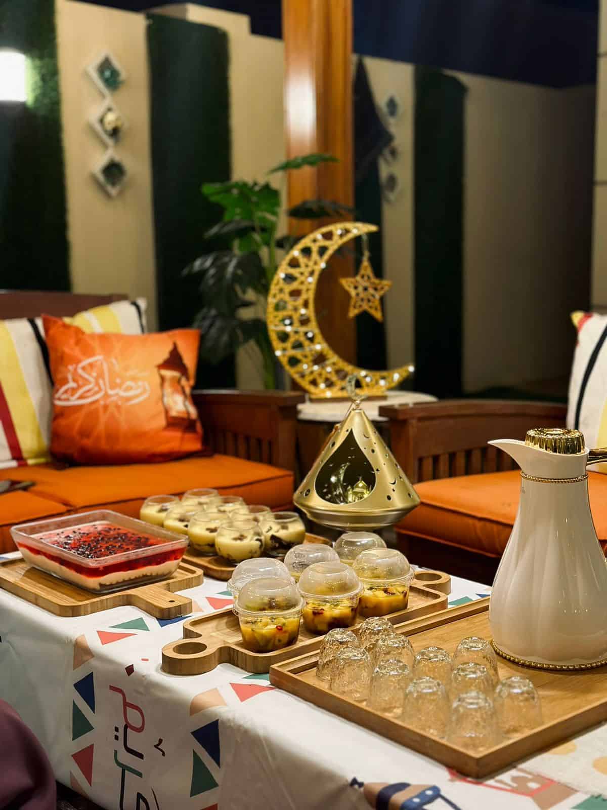An inviting spread with decorations for Ramadan