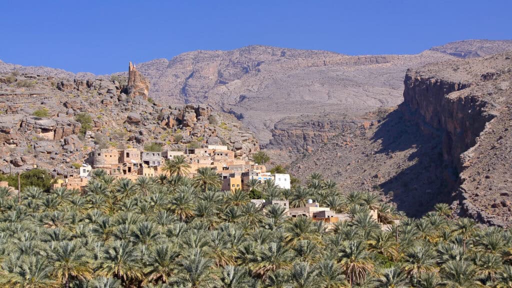The stunningly beautiful village of Misfat al Abriyeen in the Hajar Mountains.