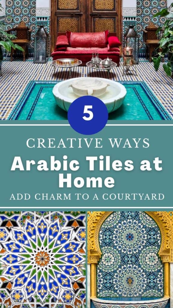 A few well-placed Arabic tiles can bring a touch of magic to any courtyard or garden — even the smallest outdoor corner can become a calming oasis.
