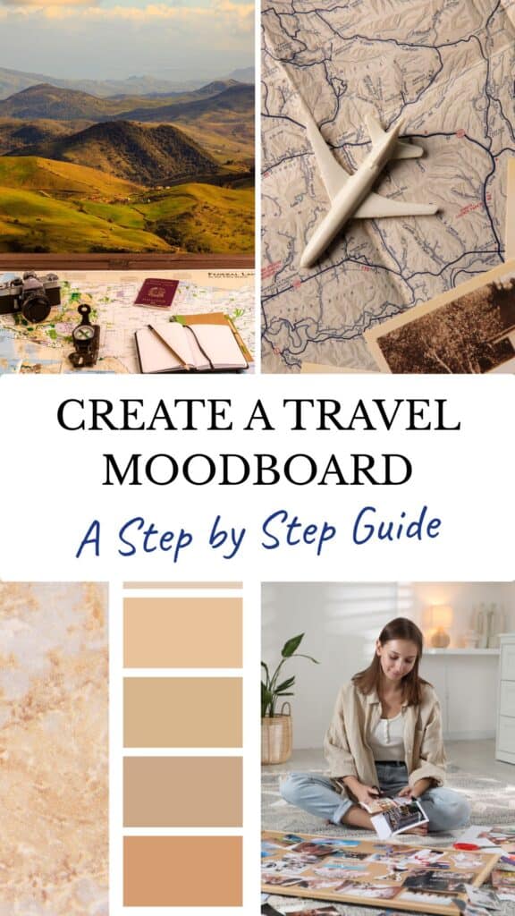 Create a travel moodboard Pinterest pin in desert shades