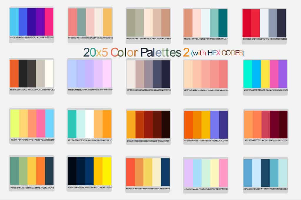 A range of colour palettes