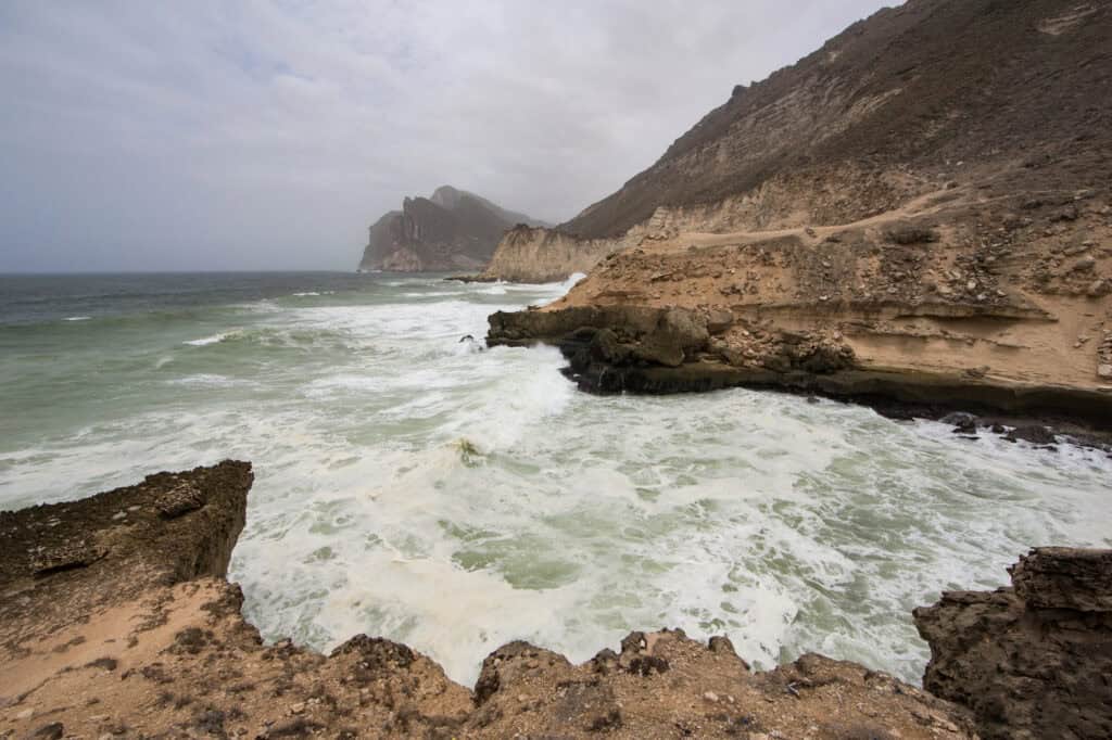 A cloudy day at the beach in Dhofar during Khareef