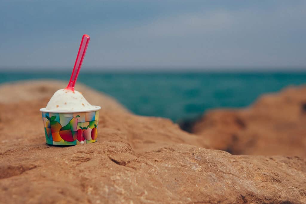 ice cream set on a rock
