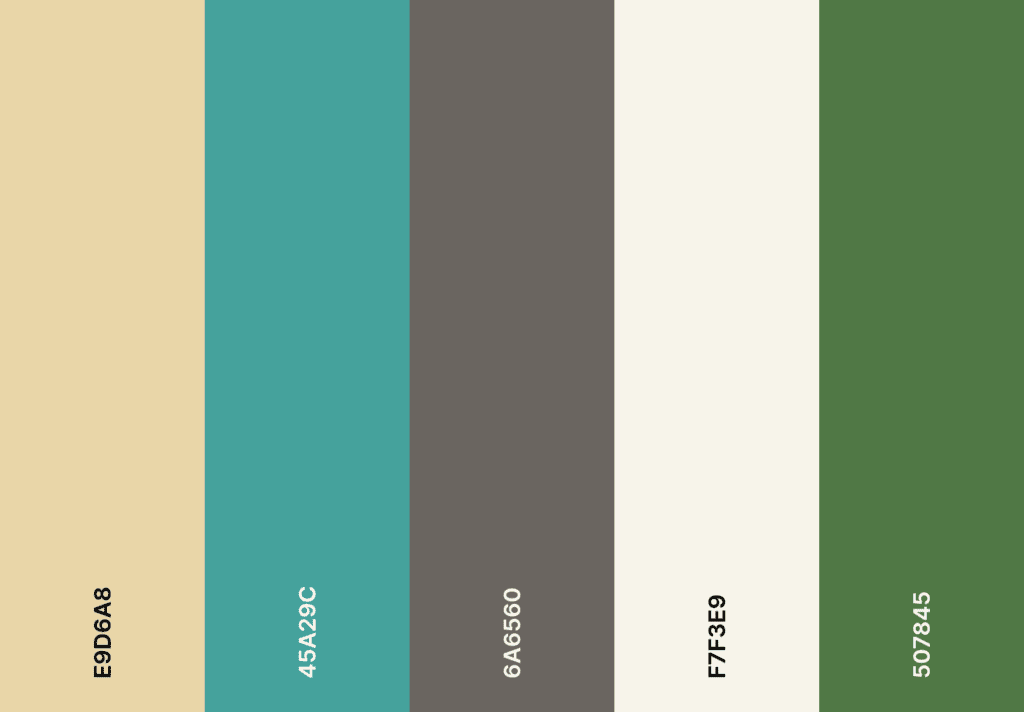 The 5 colours connected with the Omani Colour Palette.