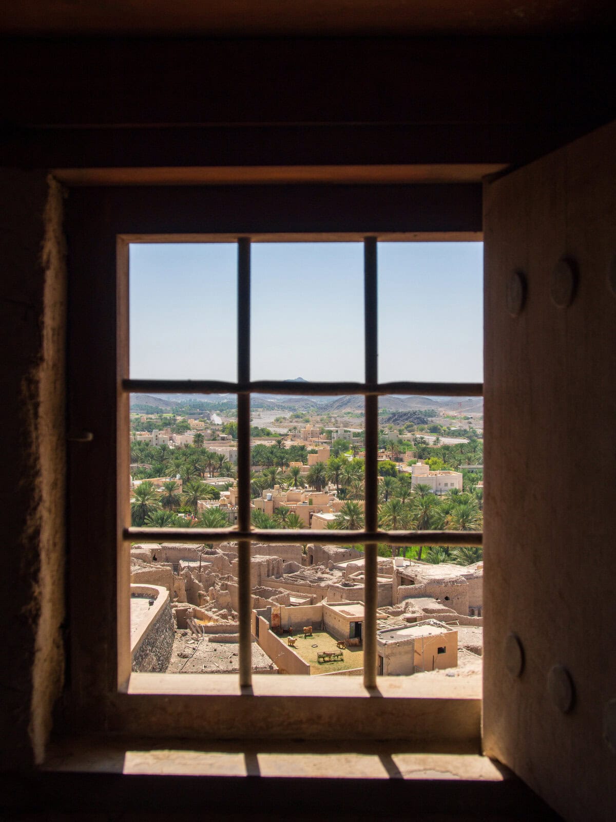 A view of Bahla from one the barred windows of its UMESCO-listed Fort