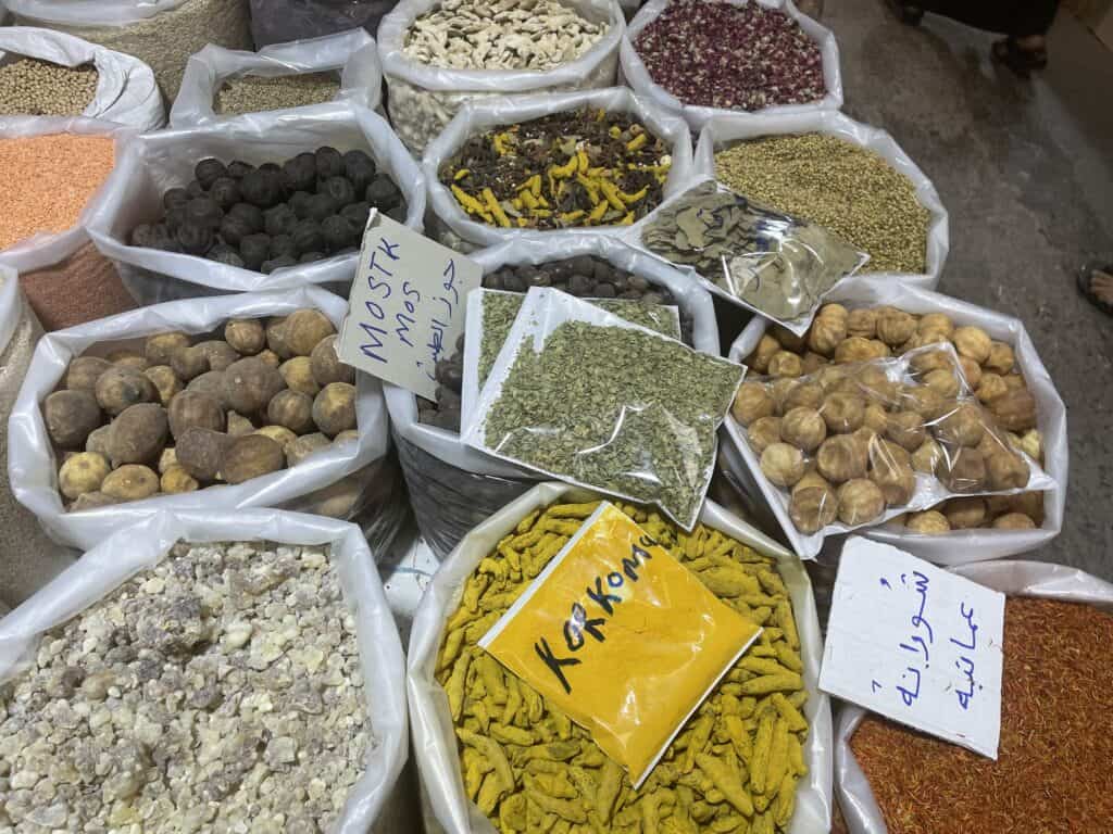 A variety of spices sold in the Souq of Nizwa