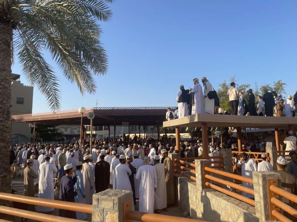 Crowds gathered around the Goat Market