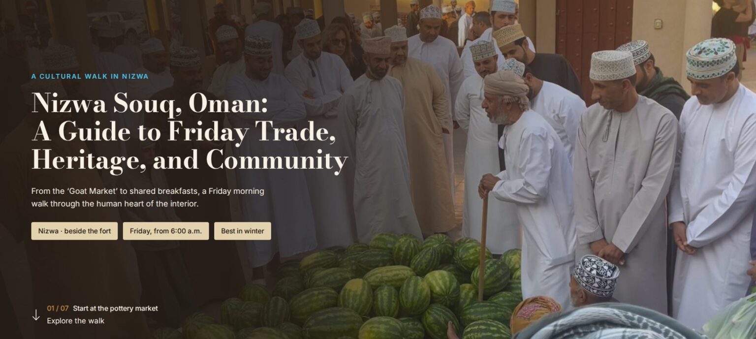 Nizwa Souq, Oman: A Guide to Friday Trade, Heritage, and Community. Men bidding for watermelons.